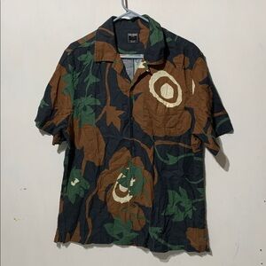 Todd Snyder CAMO SS CAMP COLLAR SHIRT sz XL LINEN